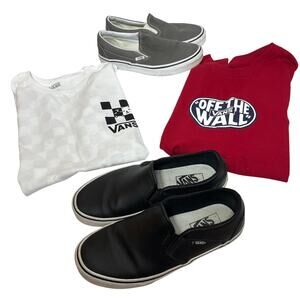 VANS OFF THE WALL T Shirt Shoes Lot of 4 Skater Casual Comfort Loafers S 8W 6.5M